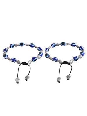 Silver-plated fish & beads evil eye black traed anklet 2