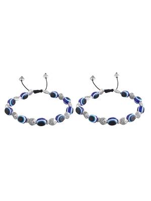 Silver-plated fish & beads evil eye black traed anklet 3