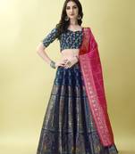Morpich Woven Silk Lehenga Choli With Dupatta