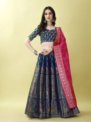 Morpich Woven Silk Lehenga Choli With Dupatta 2