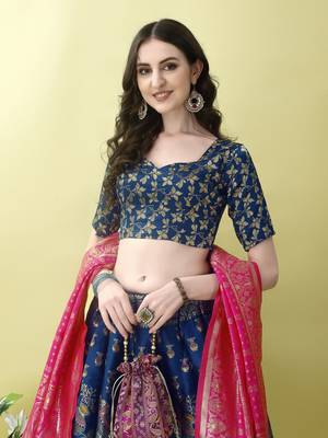 Morpich Woven Silk Lehenga Choli With Dupatta 3