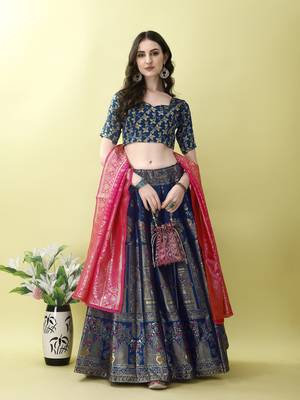 Morpich Woven Silk Lehenga Choli With Dupatta 4