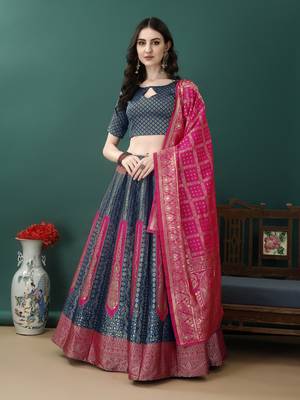 Morpich Woven Silk Lehenga Choli With Dupatta 1