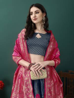 Morpich Woven Silk Lehenga Choli With Dupatta 3