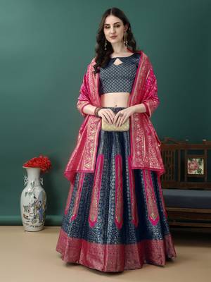 Morpich Woven Silk Lehenga Choli With Dupatta 4