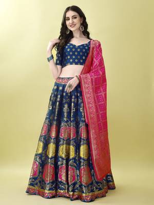 Morpich Woven Silk Lehenga Choli With Dupatta 1