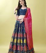 Morpich Woven Silk Lehenga Choli With Dupatta