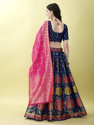 Morpich Woven Silk Lehenga Choli With Dupatta 3