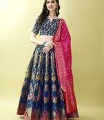 Morpich Woven Silk Lehenga Choli With Dupatta