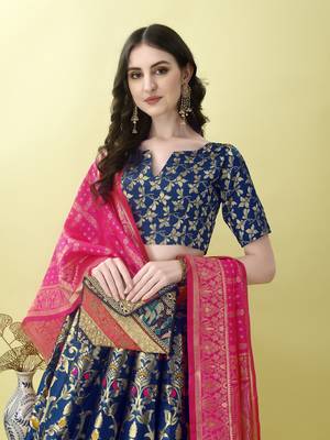 Morpich Woven Silk Lehenga Choli With Dupatta 3
