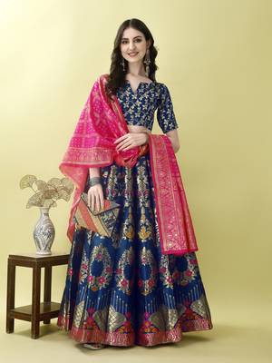 Morpich Woven Silk Lehenga Choli With Dupatta 4
