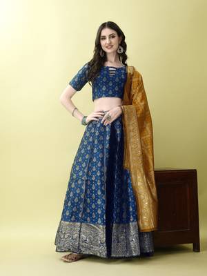 Morpich Woven Silk Lehenga Choli With Dupatta 1