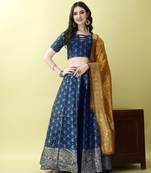 Morpich Woven Silk Lehenga Choli With Dupatta