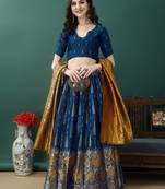 Morpich Woven Silk Lehenga Choli With Dupatta