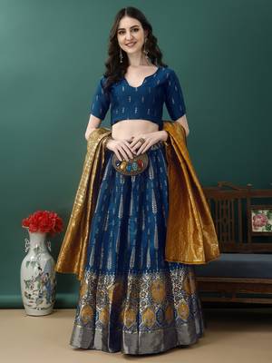 Morpich Woven Silk Lehenga Choli With Dupatta 2