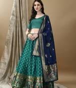 Rama Woven Silk Lehenga Choli With Dupatta