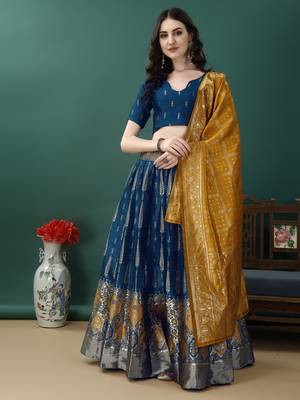 Morpich Woven Silk Lehenga Choli With Dupatta 3