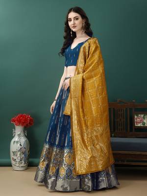 Morpich Woven Silk Lehenga Choli With Dupatta 4