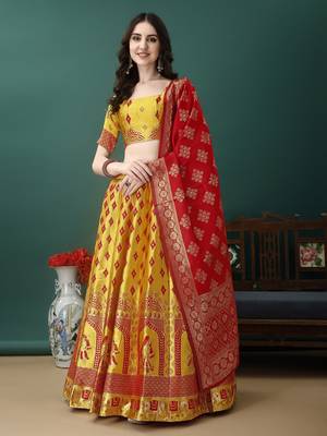 Multi Woven Silk Lehenga Choli With Dupatta 1