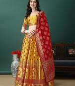 Multi Woven Silk Lehenga Choli With Dupatta