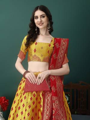 Multi Woven Silk Lehenga Choli With Dupatta 4