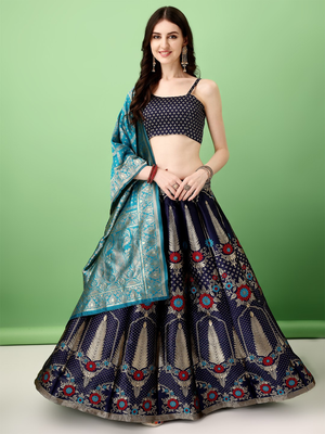Multi Woven Silk Lehenga Choli With Dupatta 1
