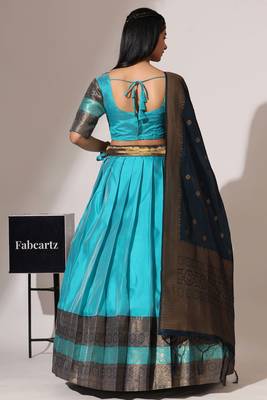 Firozi Woven Silk Lehenga Choli With Dupatta 4