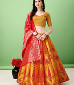 Multi Woven Silk Lehenga Choli With Dupatta