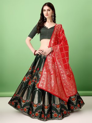 Multi Woven Silk Lehenga Choli With Dupatta 1