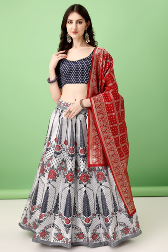 Multi Woven Silk Lehenga Choli With Dupatta