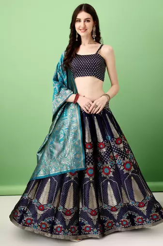 Multi Woven Silk Lehenga Choli With Dupatta
