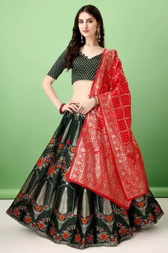 Multi Woven Silk Lehenga Choli With Dupatta