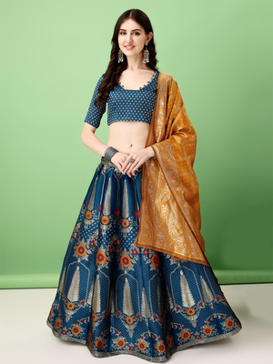Multi Woven Silk Lehenga Choli With Dupatta 2