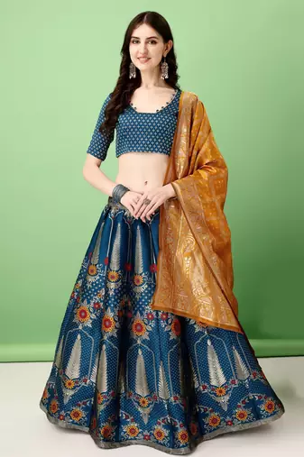 Multi Woven Silk Lehenga Choli With Dupatta