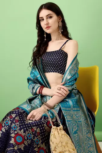 Multi Woven Silk Lehenga Choli With Dupatta