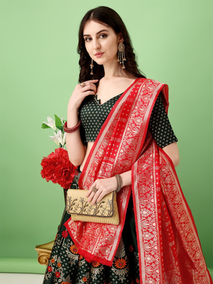Multi Woven Silk Lehenga Choli With Dupatta 3