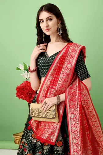 Multi Woven Silk Lehenga Choli With Dupatta