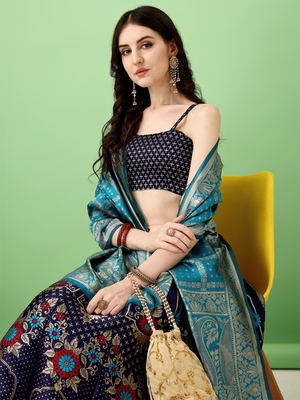 Multi Woven Silk Lehenga Choli With Dupatta 4