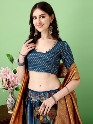 Multi Woven Silk Lehenga Choli With Dupatta 3