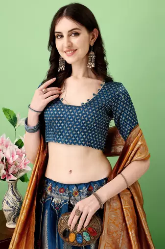 Multi Woven Silk Lehenga Choli With Dupatta