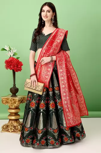 Multi Woven Silk Lehenga Choli With Dupatta