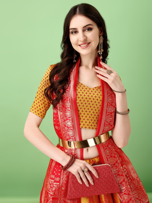 Multi Woven Silk Lehenga Choli With Dupatta 3