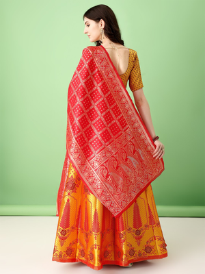 Multi Woven Silk Lehenga Choli With Dupatta 4