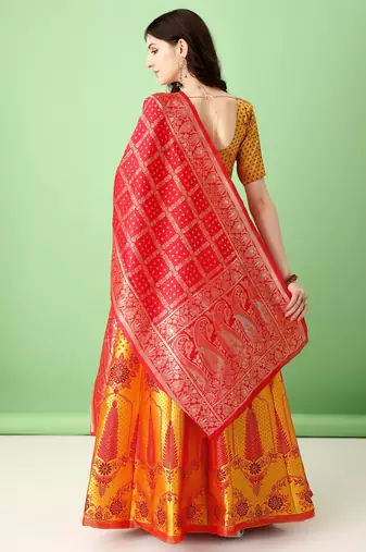 Multi Woven Silk Lehenga Choli With Dupatta