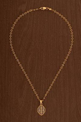 Golden chain SHORT with diamond shape pendant one gram gold 2