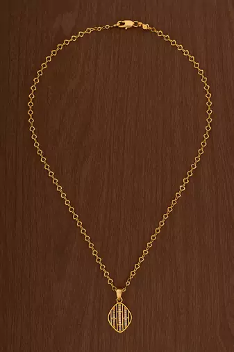 Golden chain SHORT with diamond shape pendant one gram gold
