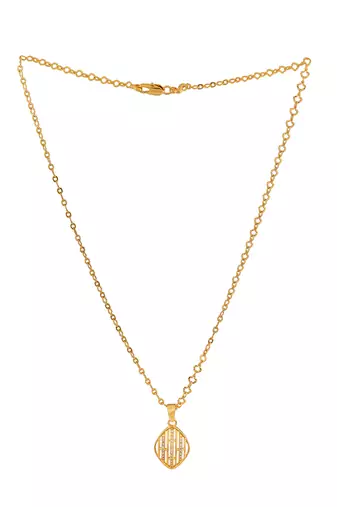 Golden chain SHORT with diamond shape pendant one gram gold