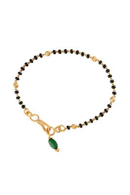 Black beads bracelet with emerald bead hangings one gram gold 3