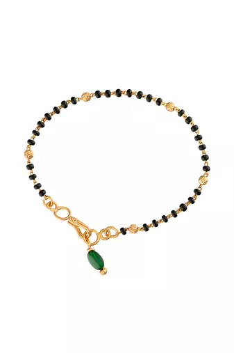 Black beads bracelet with emerald bead hangings one gram gold