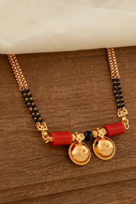 Long double line mangalsutra with double vati one gram gold 1
